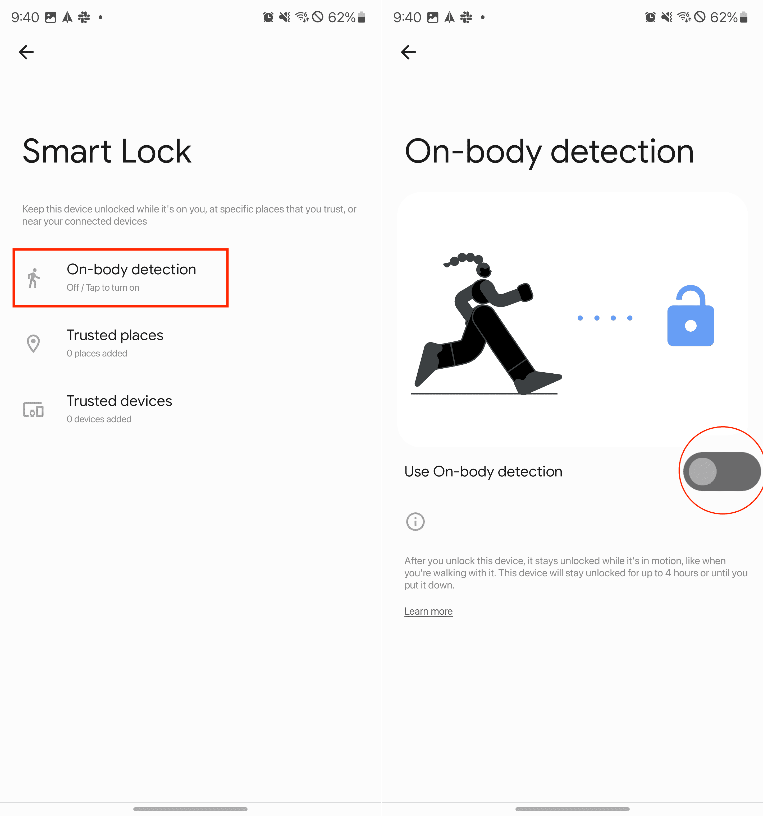 How to prevent accidental butt-dialing in Android - Unlock your phone - Smart Lock - 2