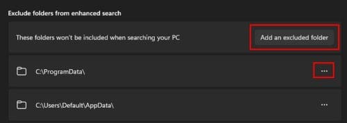 Exclude a folder from Windows Search Index