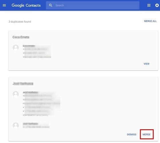 google cleanup contacts