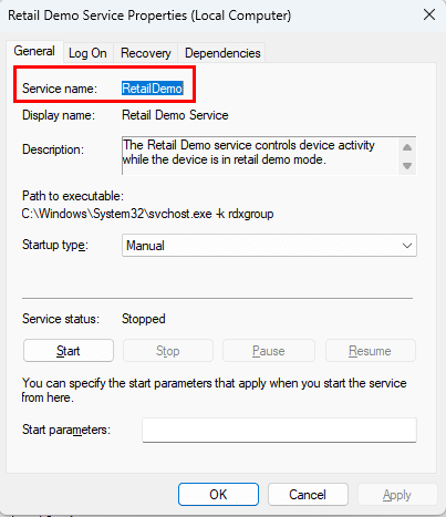 How to find service name on Services app to delete Windows services