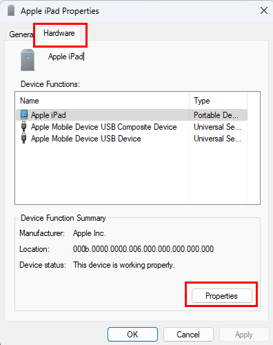 Apple iPad Properties Hardware