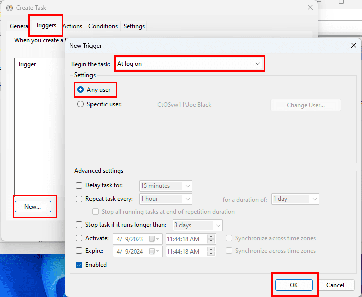 The Triggers of Task Scheduler