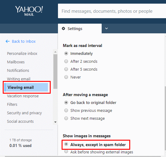 How To Enable Or Disable Images In Yahoo Mail
