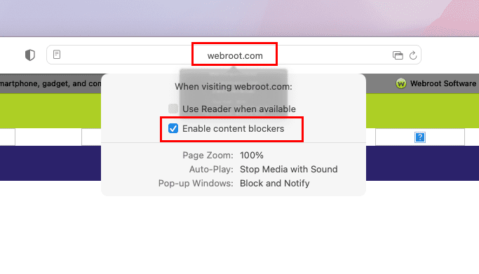 How to uncheck Enable content blockers on Safari on macOS