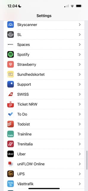 Spotify in the iOS Settings app