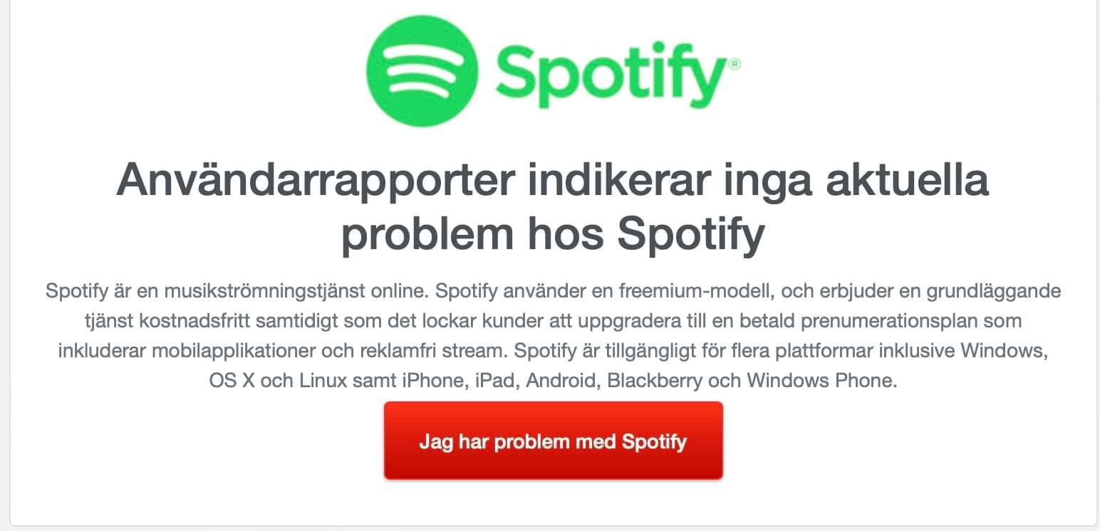 Outages reported for Spotify in Sweden