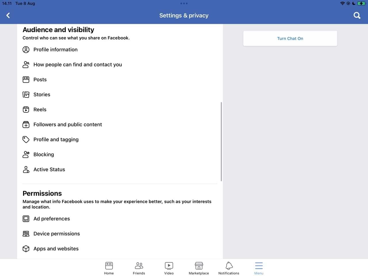 Facebook Audience and Visibility Settings