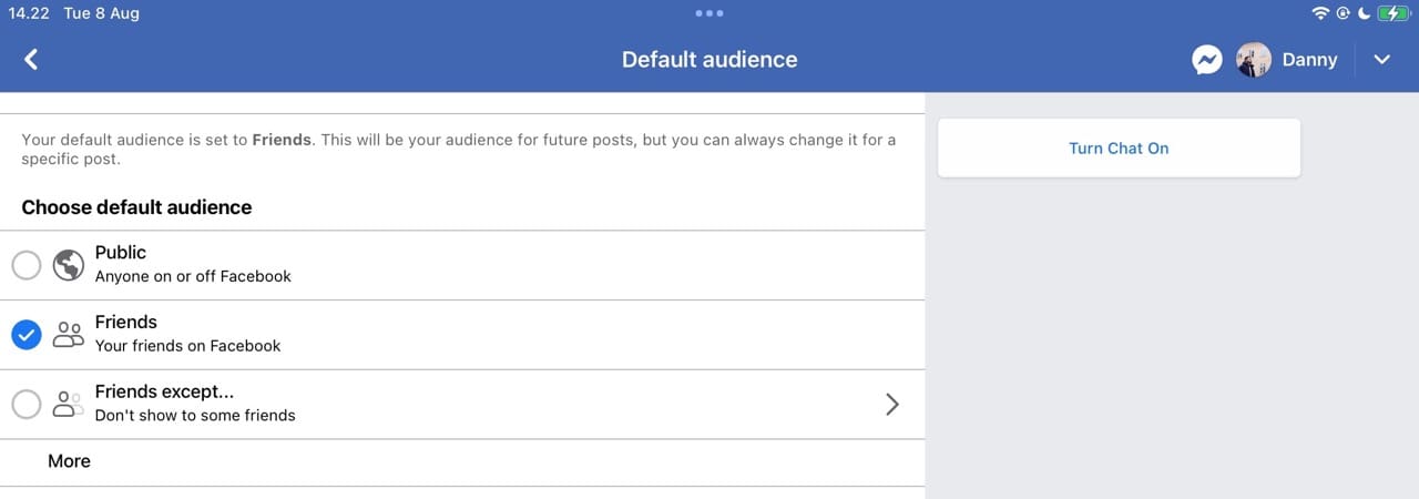 Post settings in Facebook