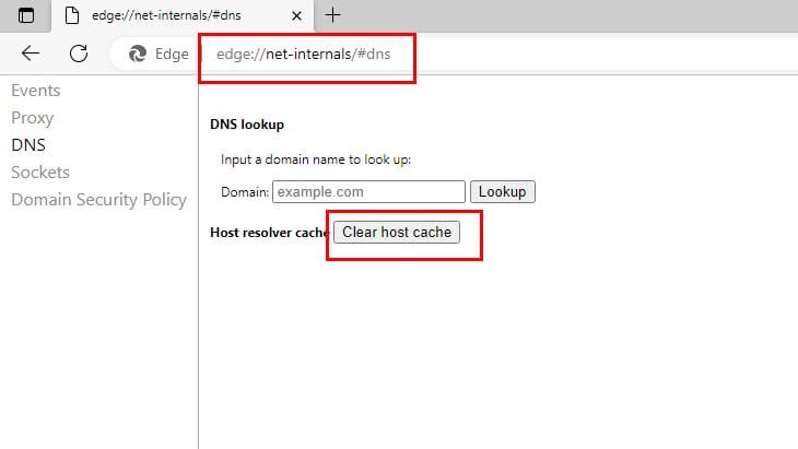 How to clear DNS resolver cache on Edge