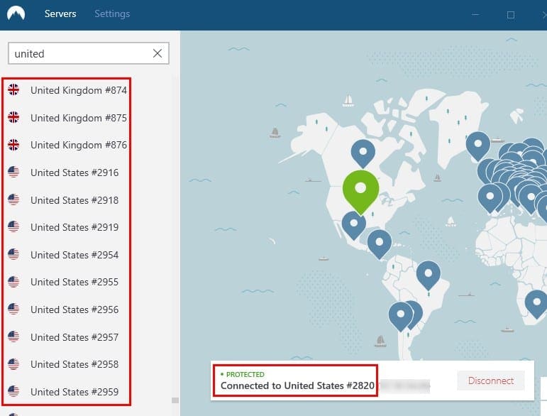 NordVPN: Server locations