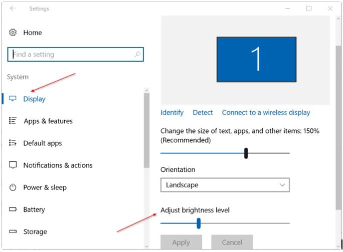 change brightness windows 10