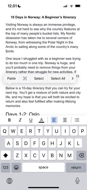 Select your text to highlight in Google Docs