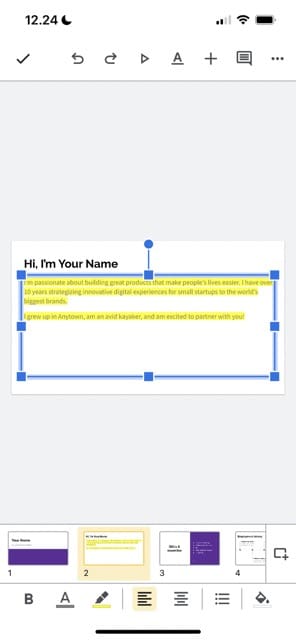 Click on a checklist in Google Slides