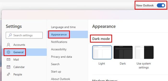 Dark Mode Outlook for Windows