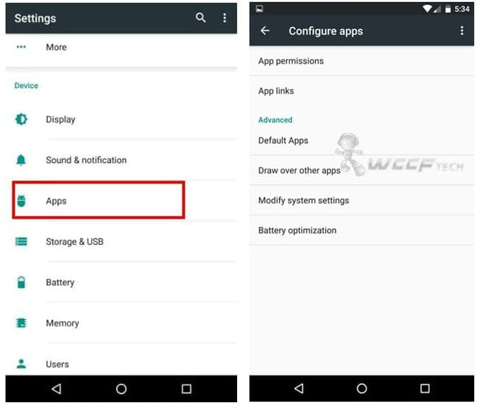 Default Android app & setting