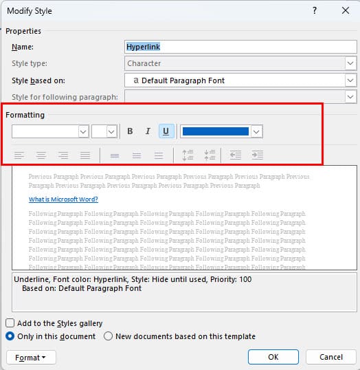 Find How to Change Color of Hyperlinks in Word for non-visited links