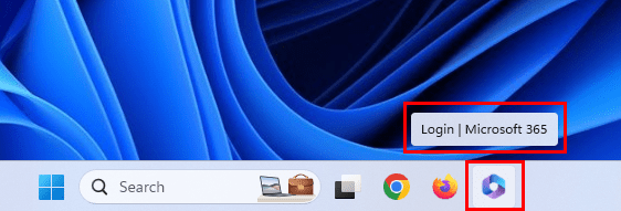 Login Microsoft 365 web app on Taskbar