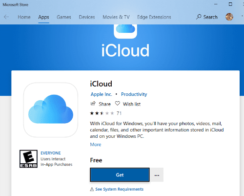 download icloud for windows from the microsoft store