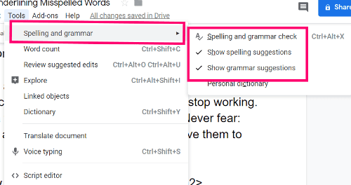 Why Is Google Docs Not Underlining Misspelled Words Technipages