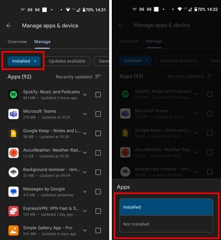 Uninstalled Apps Android