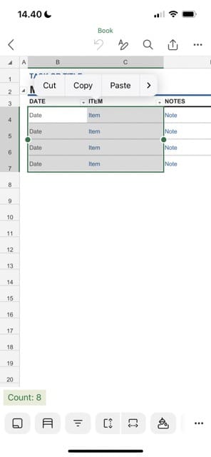 Copy Excel Sheet Smartphone Screenshot