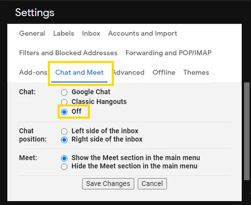 Gmail Chat Setting