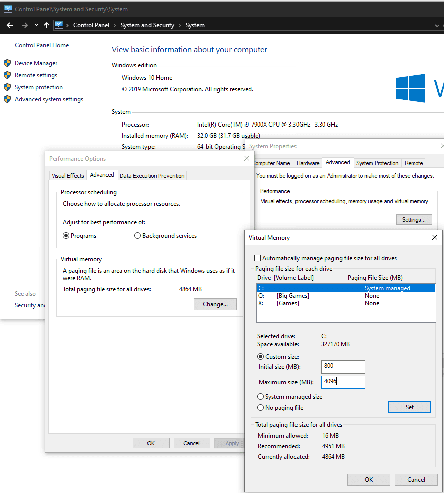 setting up virtual memory