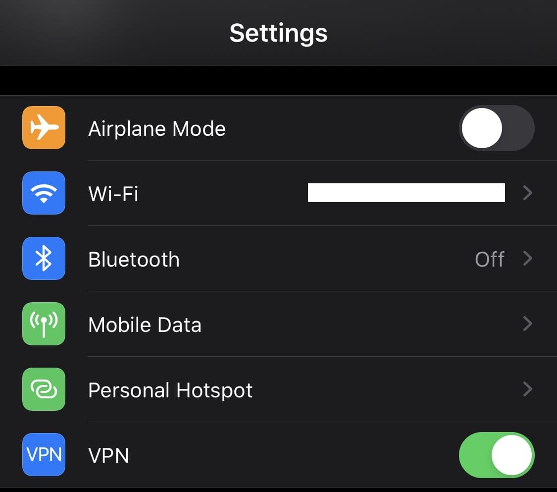 disable vpn on iphone