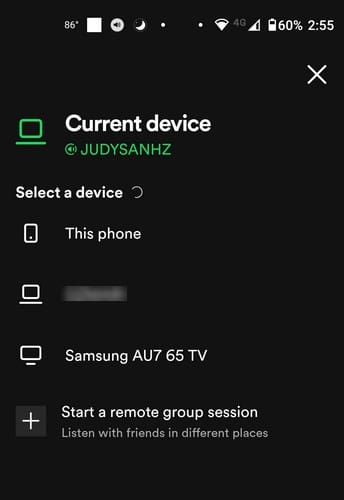 Current Device options Spotify