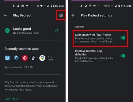 enable disable google play protect