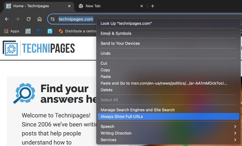 Chrome Show Full URL Option