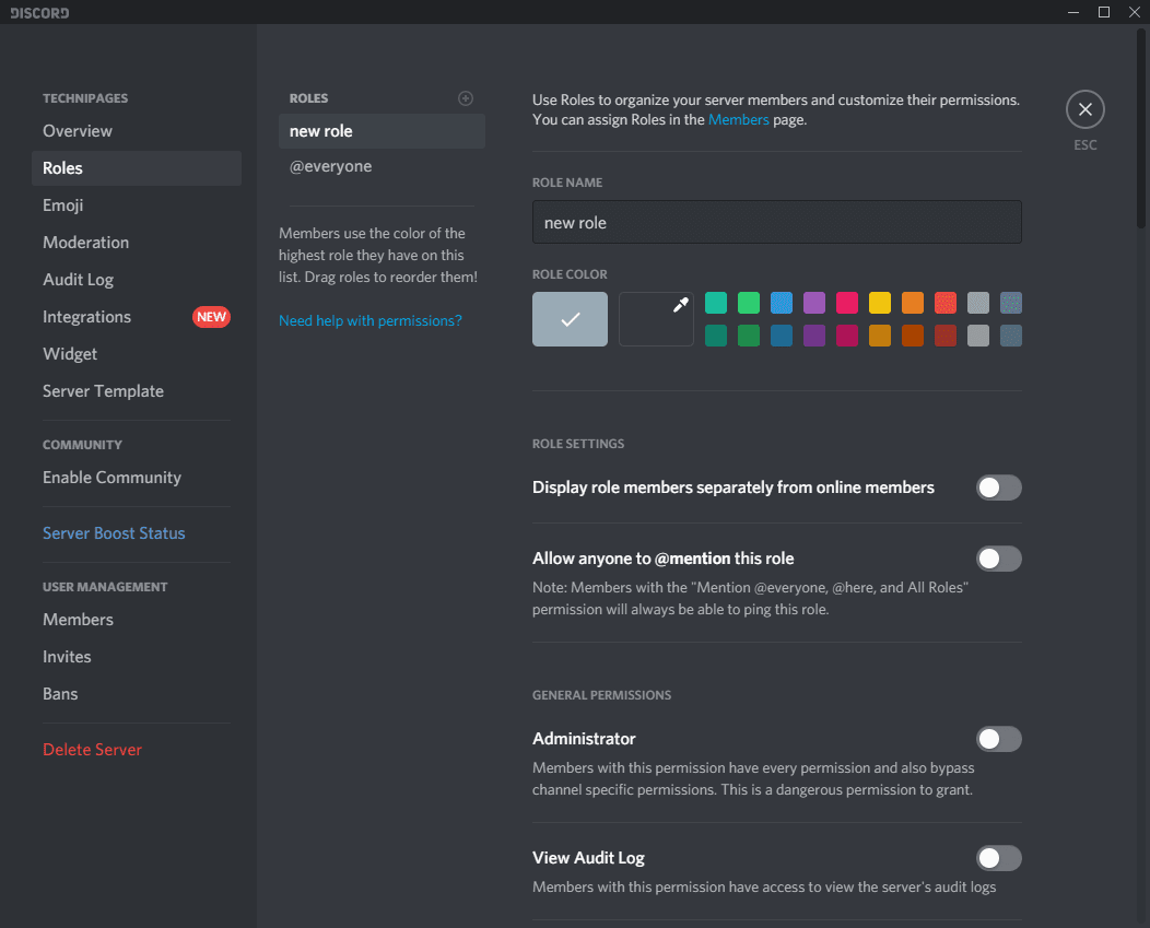 Roles Discord Template