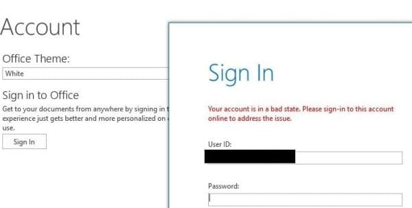 Fix Office 365: Your Account Is in a Bad State