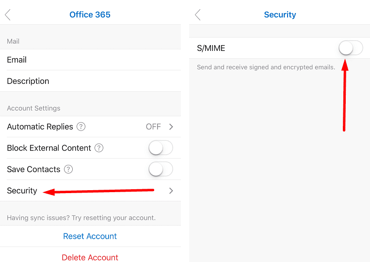 outlook for ios app s mime settings