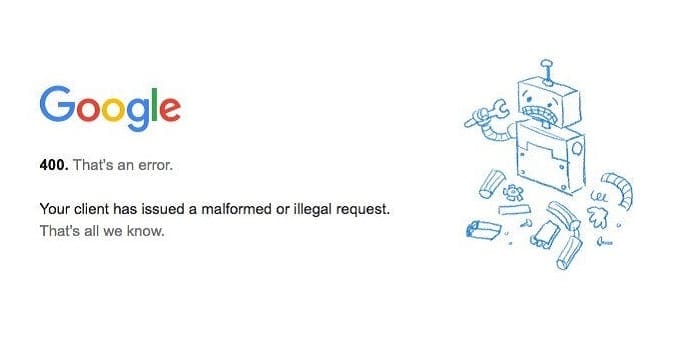 fix google chrome bad request error 400