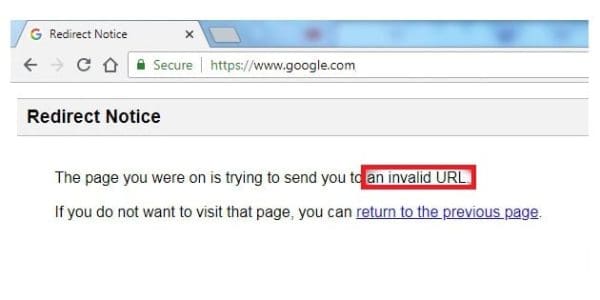 Troubleshooting Google Chrome Invalid URL Error