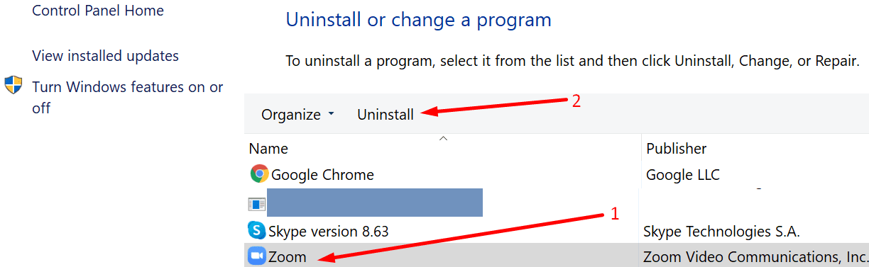 fix uninstall zoom control panel