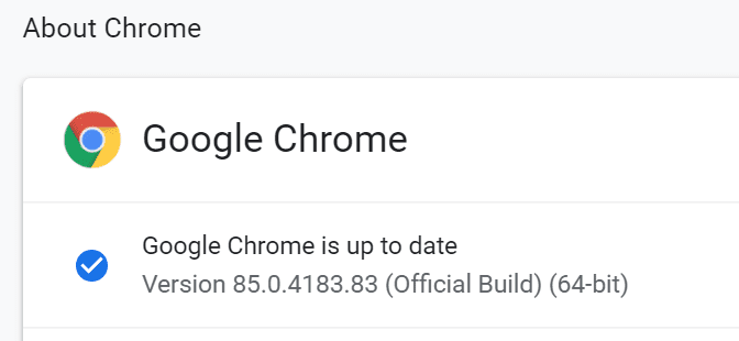 about chrome browser version