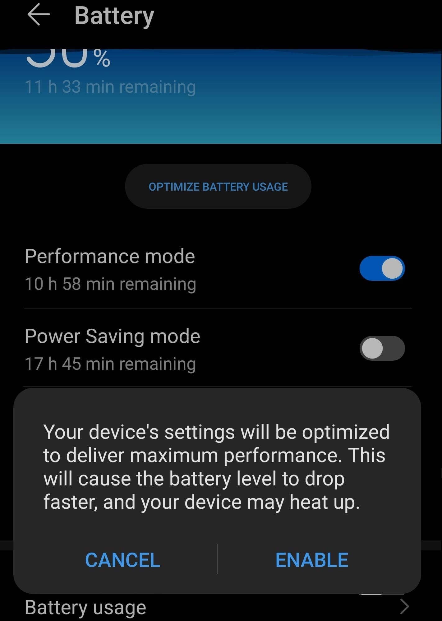 battery settings android