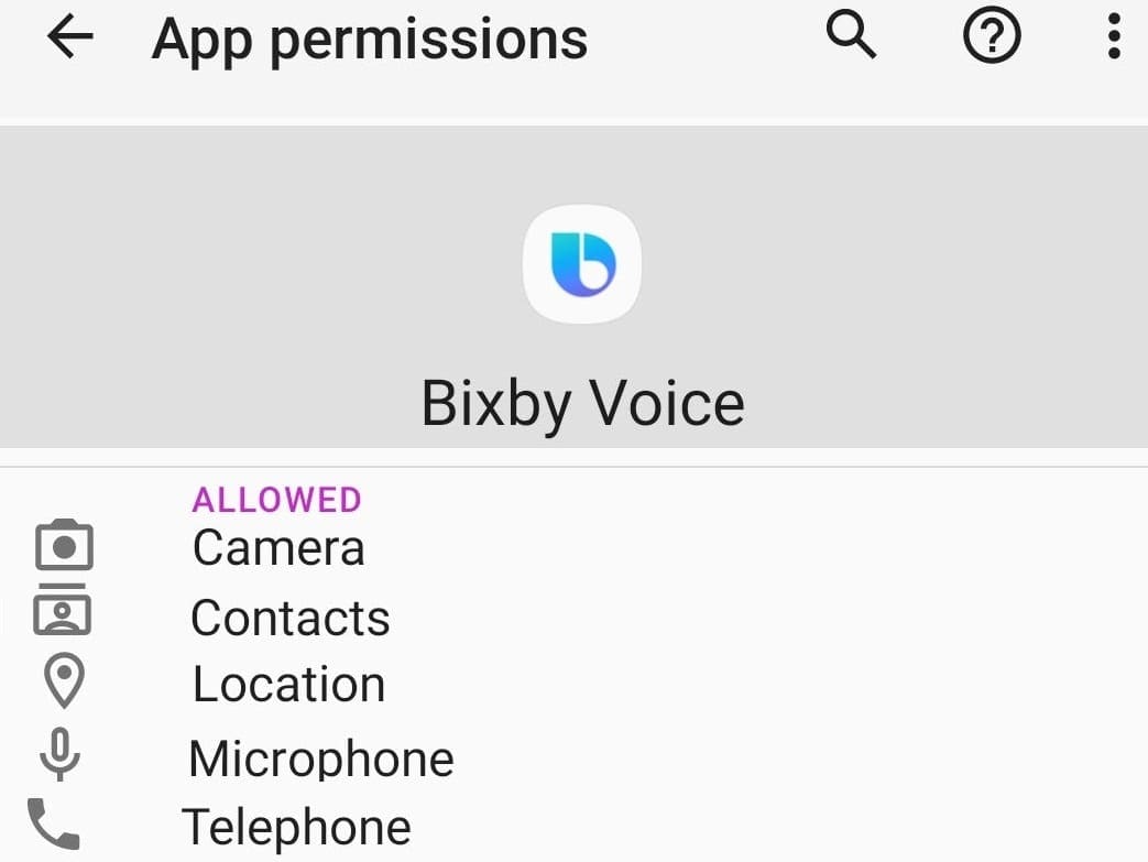 bixby enable permissions
