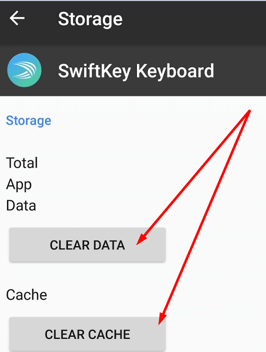 clear microsoft swiftkey cache and data android