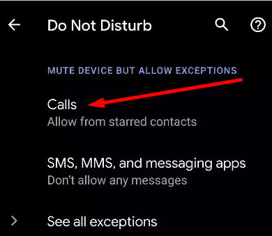 do not disturb call settings google pixel