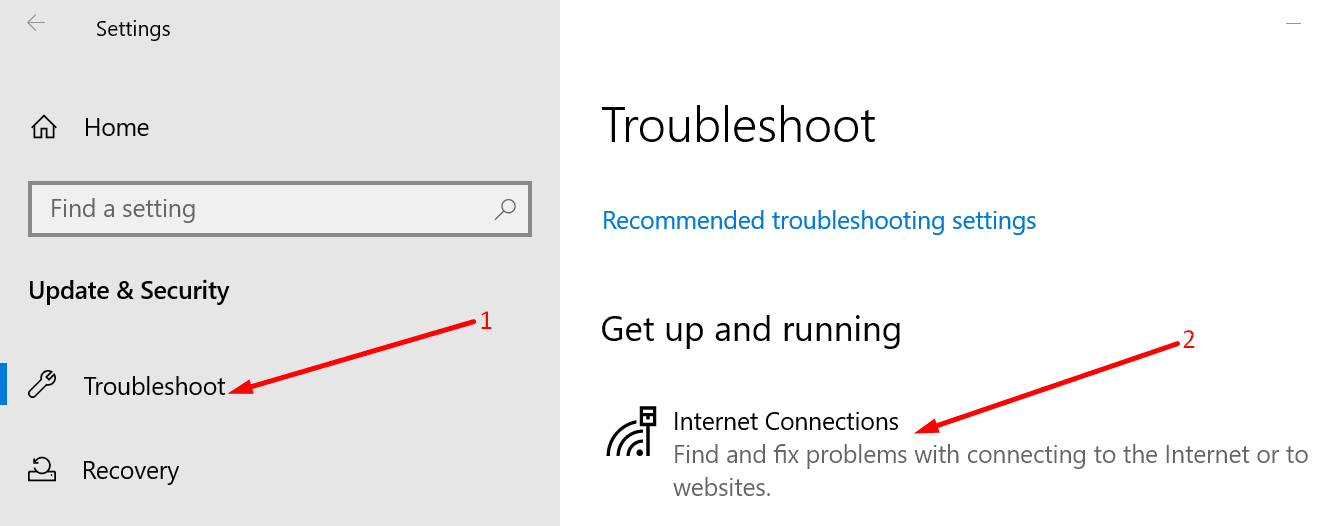 internet connections troubleshooter windows 10