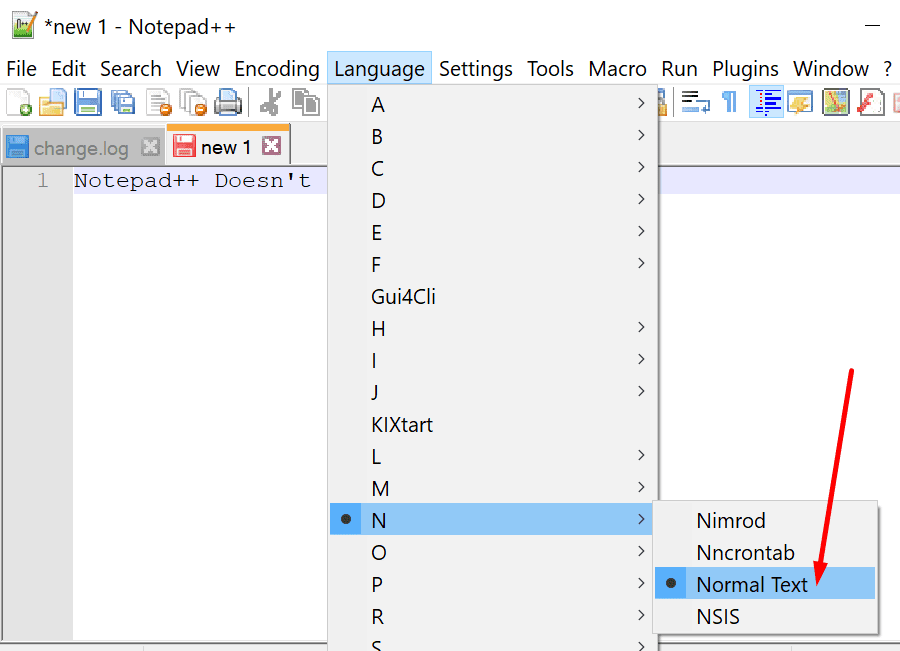 notepad++ normal text