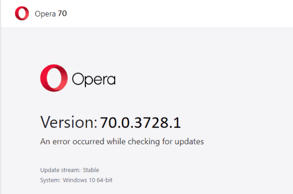 fix opera error occurred checking for updates