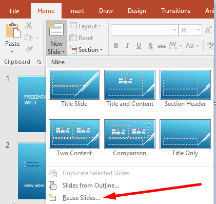 powerpoint reuse slides
