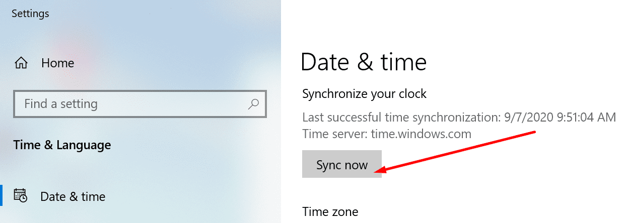 synchronize clock windows 10 pc
