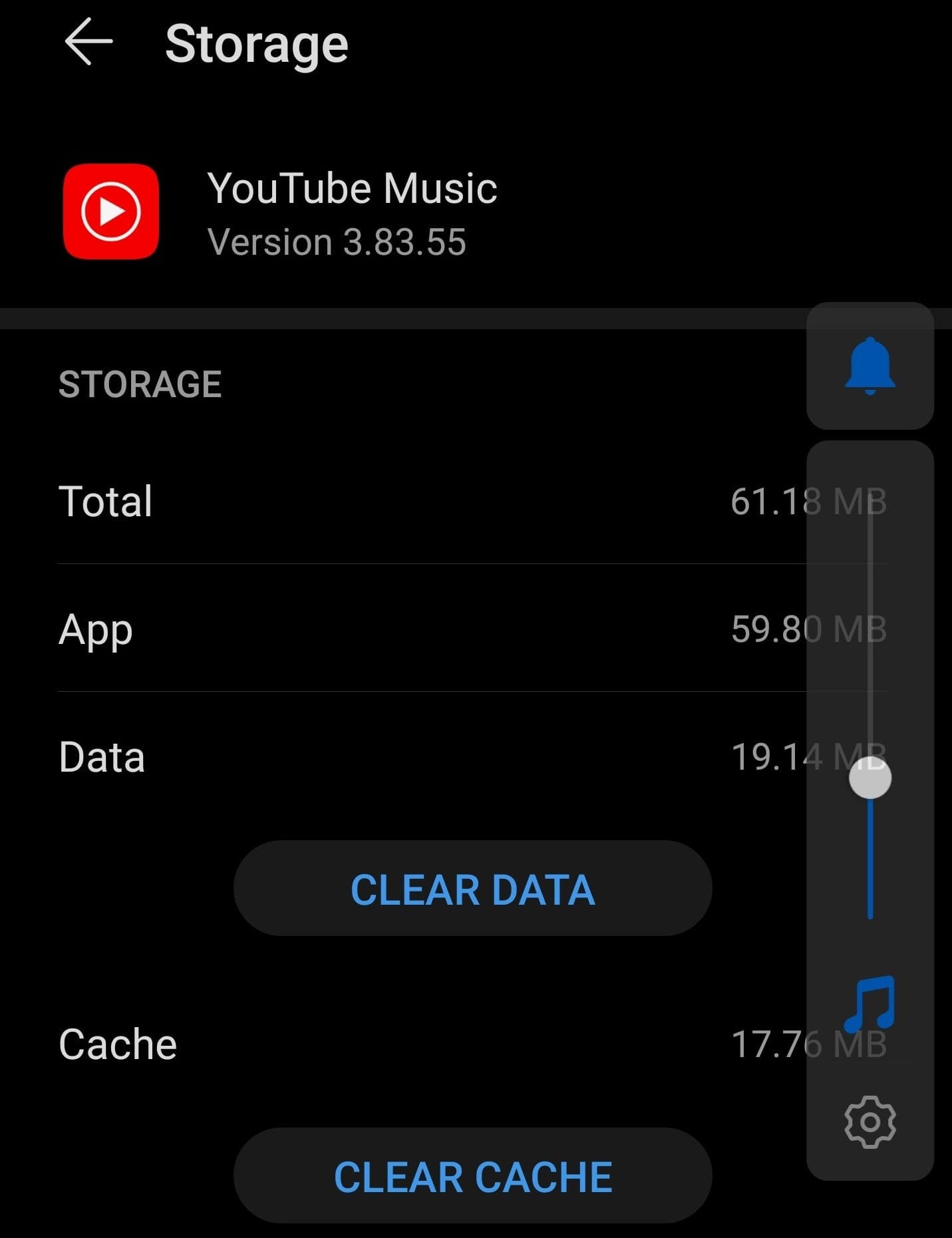 youtube music clear cache