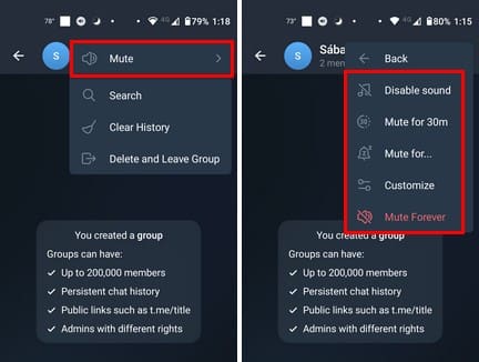 Mute Telegram Notifications for Android