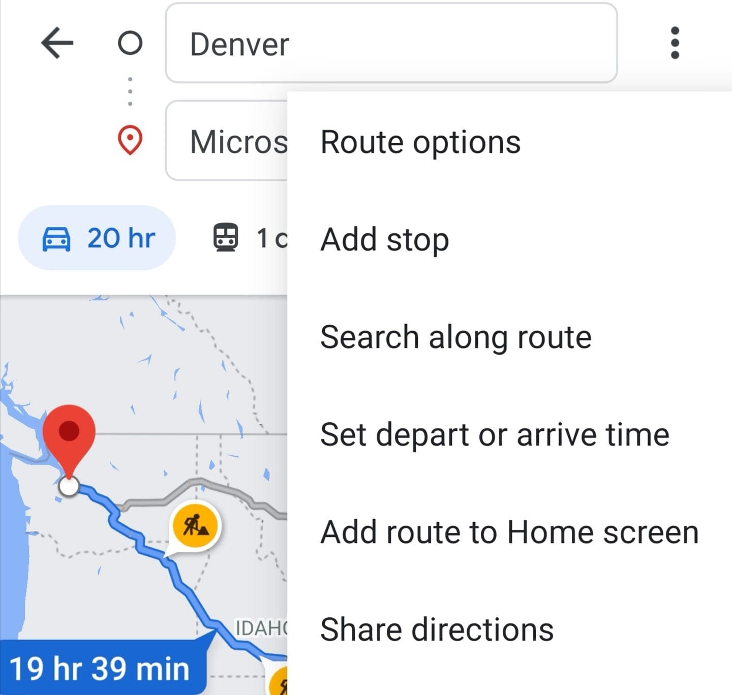 android google maps save route